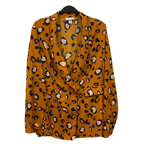 3.1 PHILIP LIM x Target Double Breasted Blazer Orange w/ Blue Leopard Print - Picture 4 of 16